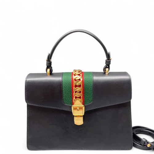 Gucci Medium Sylvie Shoulder Bag Calfskin Black