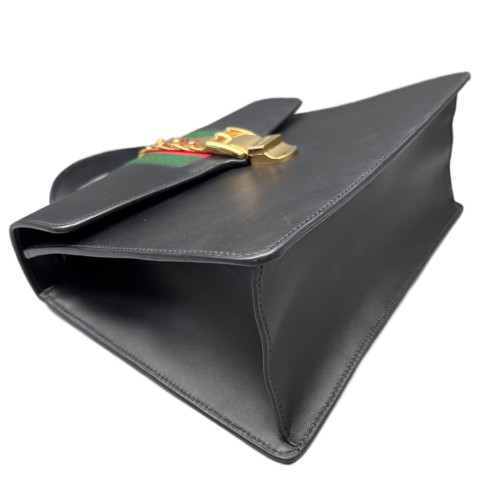 Gucci Medium Sylvie Shoulder Bag Calfskin Black