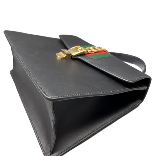 Gucci Medium Sylvie Shoulder Bag Calfskin Black
