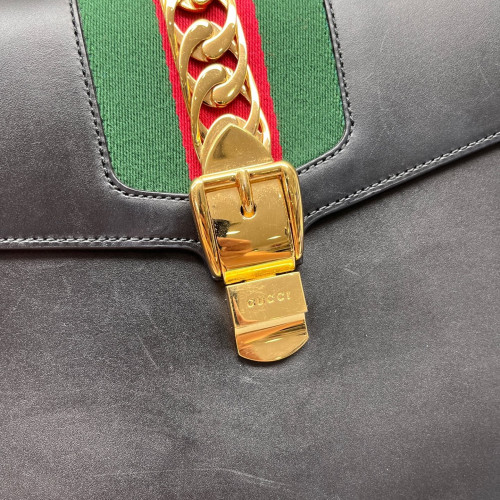 Gucci Medium Sylvie Shoulder Bag Calfskin Black