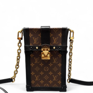 Louis Vuitton Pochette Trunk Verticale Monogram Brown Black Louis Vuitton Pochette Trunk Verticale Monogram Brown Black