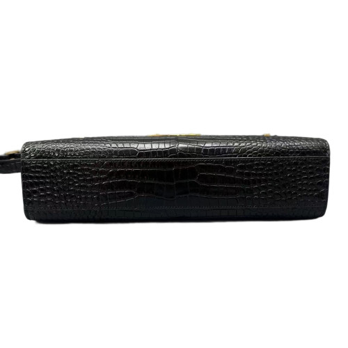 Yves Saint Laurent Medium Manhattan Shoulder Bag Calfskin Crocodile Embossed Black Yves Saint Laurent Medium Manhattan Shoulder Bag Calfskin Crocodile Embossed Black