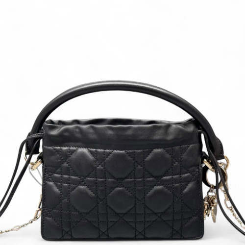Dior Mini Lady Dior Milly Drawstring Bag Calfskin Black Dior Mini Lady Dior Milly Drawstring Bag Calfskin Black