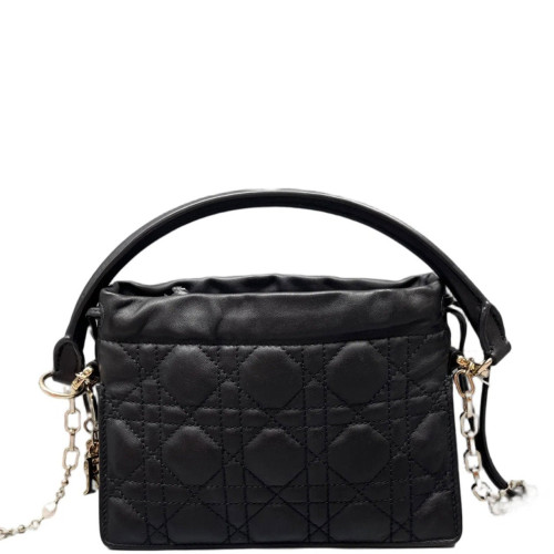Dior Mini Lady Dior Milly Drawstring Bag Calfskin Black Dior Mini Lady Dior Milly Drawstring Bag Calfskin Black