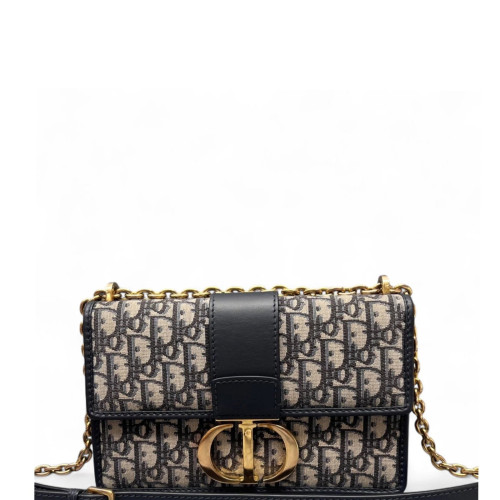 Dior 30 Montaigne Chain Flap Bag Oblique Blue
