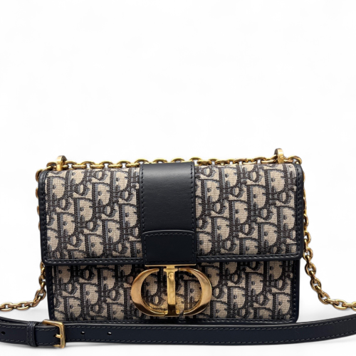 Dior 30 Montaigne Chain Flap Bag Oblique Blue