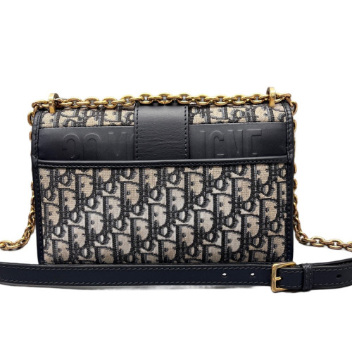 Dior 30 Montaigne Chain Flap Bag Oblique Blue