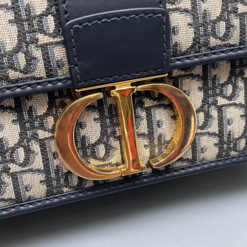 Dior 30 Montaigne Chain Flap Bag Oblique Blue