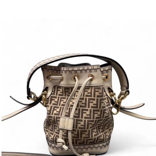 Fendi Mini Mon Tresor Bucket Zucchino Calfskin Beige Brown