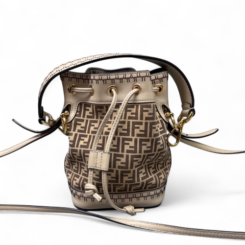 Fendi Mini Mon Tresor Bucket Zucchino Calfskin Beige Brown