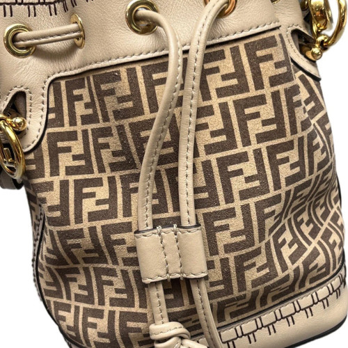 Fendi Mini Mon Tresor Bucket Zucchino Calfskin Beige Brown