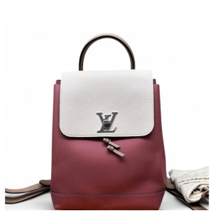 Louis Vuitton Lockme Backpack PM Calfskin White Burgundy