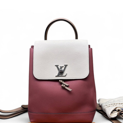 Louis Vuitton Lockme Backpack PM Calfskin White Burgundy Louis Vuitton Lockme Backpack PM Calfskin White Burgundy