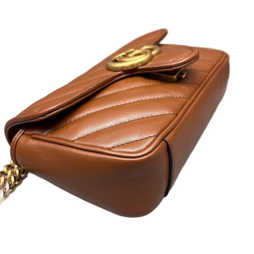 Gucci Matelasse Mini GG Marmont Calfskin Tan