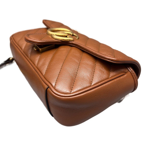 Gucci Matelasse Mini GG Marmont Calfskin Tan