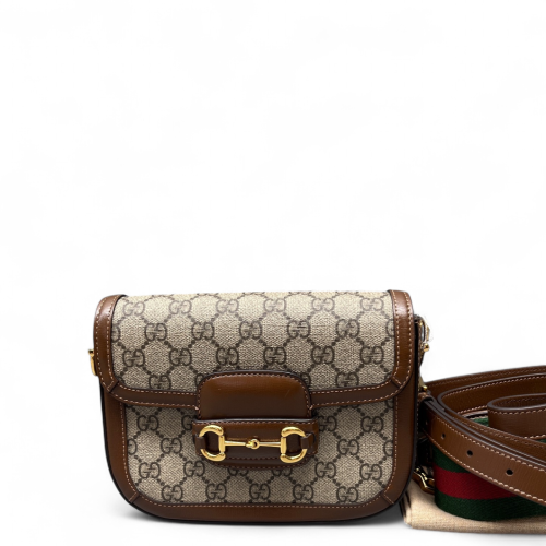 Gucci Mini Horsebit 1955 GG Supreme Monogram Beige Brown Gucci Mini Horsebit 1955 GG Supreme Monogram Beige Brown