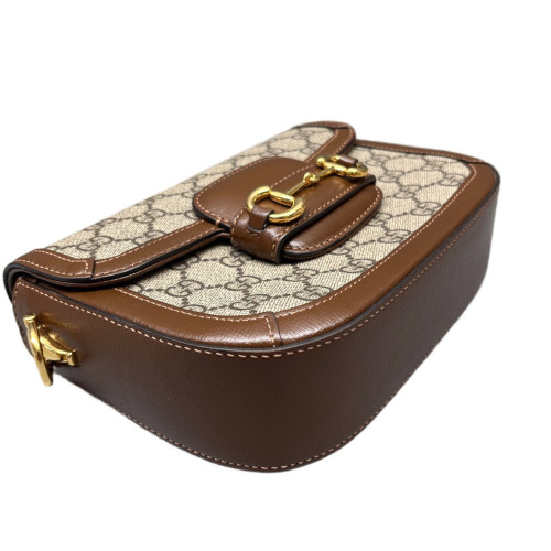 Gucci Mini Horsebit 1955 GG Supreme Monogram Beige Brown Gucci Mini Horsebit 1955 GG Supreme Monogram Beige Brown