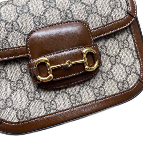 Gucci Mini Horsebit 1955 GG Supreme Monogram Beige Brown Gucci Mini Horsebit 1955 GG Supreme Monogram Beige Brown