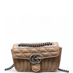 Gucci Diamante Mini GG Marmont Calfskin Light Brown