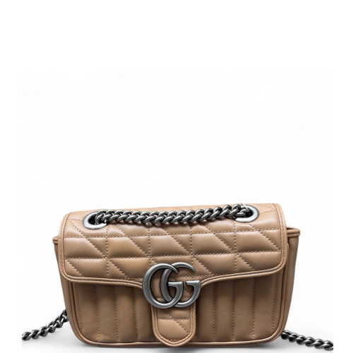Gucci Diamante Mini GG Marmont Calfskin Light Brown