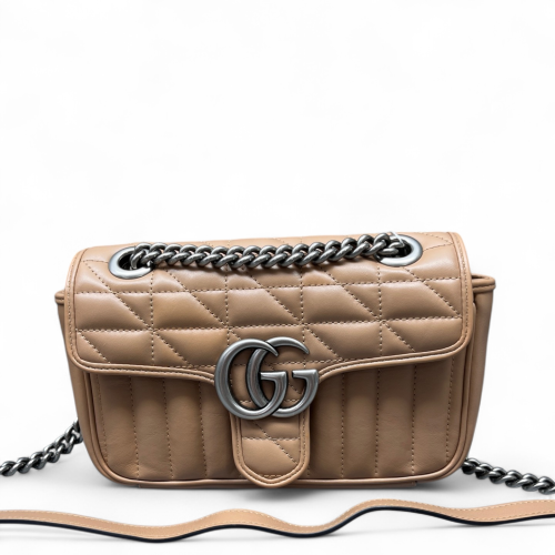 Gucci Diamante Mini GG Marmont Calfskin Light Brown