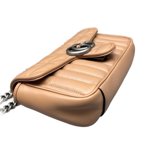 Gucci Diamante Mini GG Marmont Calfskin Light Brown