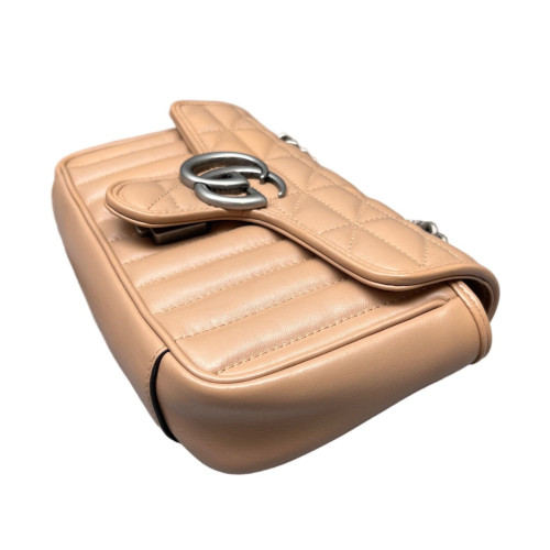 Gucci Diamante Mini GG Marmont Calfskin Light Brown