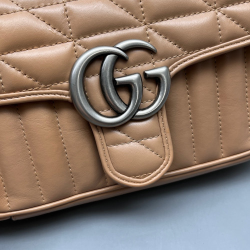 Gucci Diamante Mini GG Marmont Calfskin Light Brown