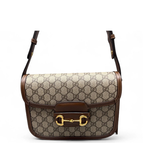 Gucci Small Horsebit 1955 GG Supreme Monogram Brown