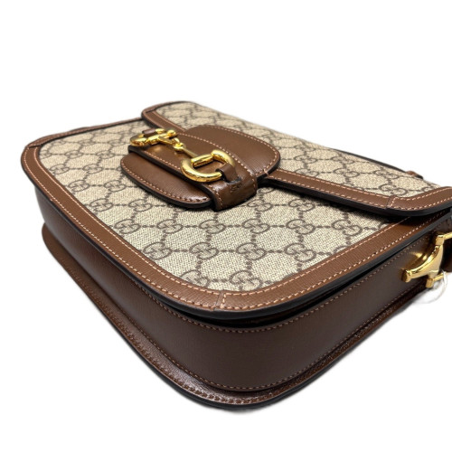 Gucci Small Horsebit 1955 GG Supreme Monogram Brown