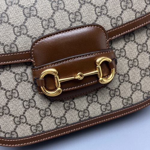 Gucci Small Horsebit 1955 GG Supreme Monogram Brown