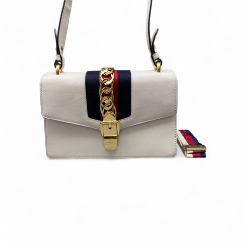 Gucci Small Sylvie Shoulder Bag Calfskin White