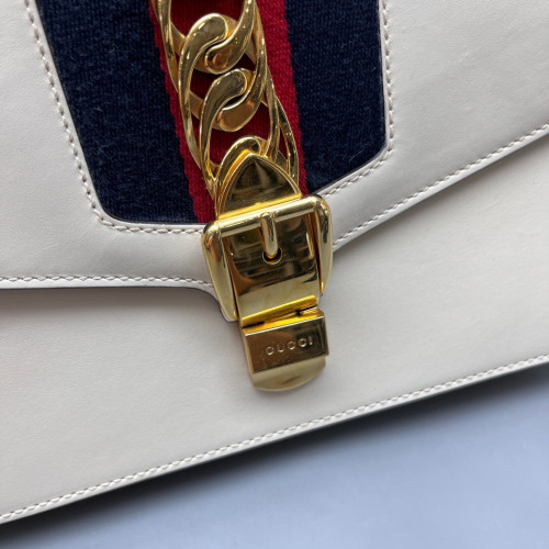 Gucci Small Sylvie Shoulder Bag Calfskin White