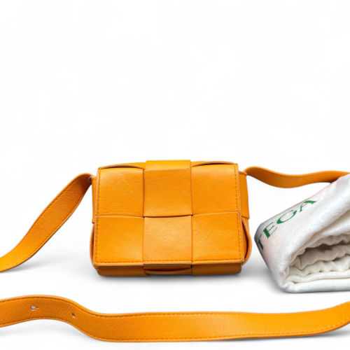 Bottega Veneta Mini Cassette Crossbody Bag Calfskin Maxi Intrecciato Yellow