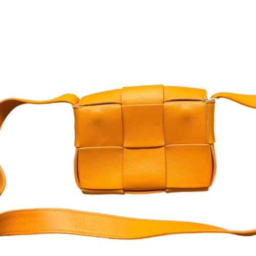 Bottega Veneta Mini Cassette Crossbody Bag Calfskin Maxi Intrecciato Yellow