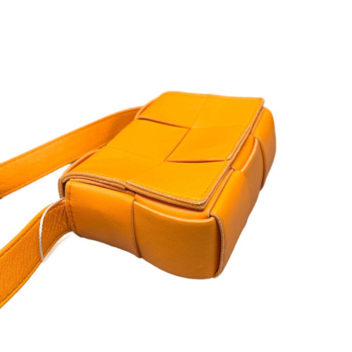 Bottega Veneta Mini Cassette Crossbody Bag Calfskin Maxi Intrecciato Yellow