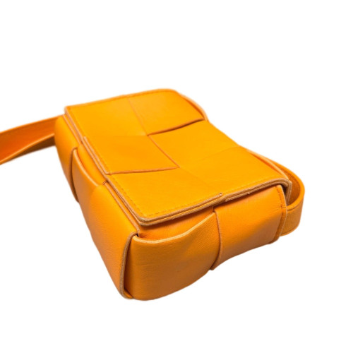Bottega Veneta Mini Cassette Crossbody Bag Calfskin Maxi Intrecciato Yellow