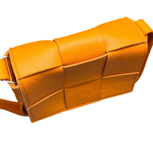 Bottega Veneta Mini Cassette Crossbody Bag Calfskin Maxi Intrecciato Yellow