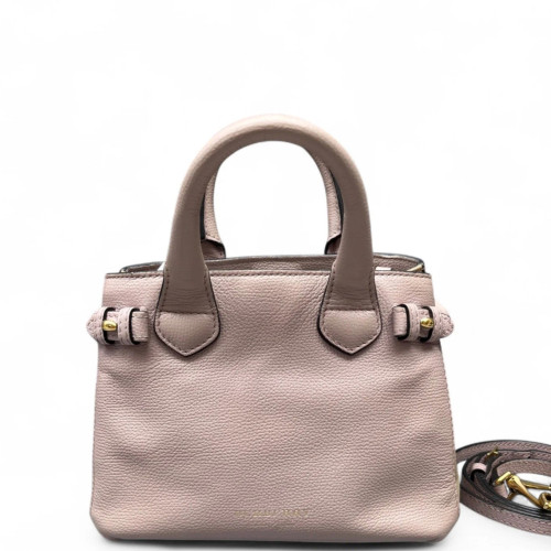 Burberry Baby Banner Tote Grained Calfskin House Check Pink