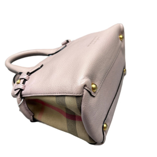 Burberry Baby Banner Tote Grained Calfskin House Check Pink
