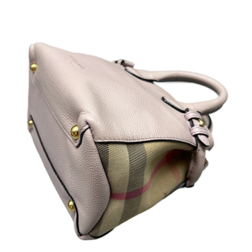 Burberry Baby Banner Tote Grained Calfskin House Check Pink