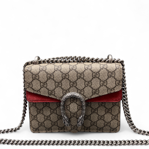 Gucci Mini Dionysus GG Supreme Monogram Brown Red Gucci Mini Dionysus GG Supreme Monogram Brown Red