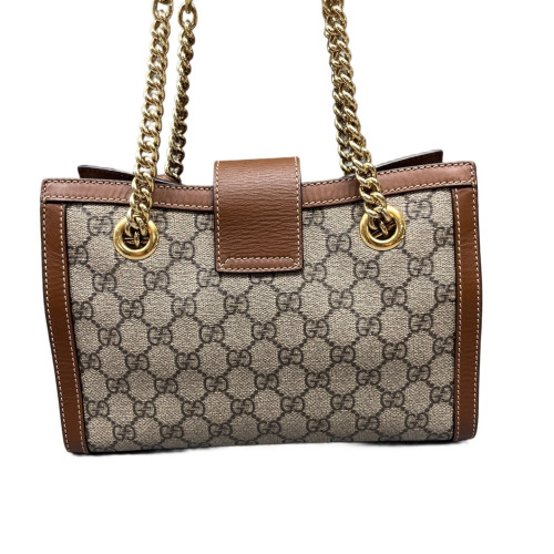 Gucci Small Padlock Tote GG Supreme Monogram Brown Beige