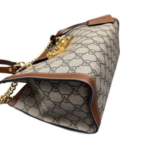 Gucci Small Padlock Tote GG Supreme Monogram Brown Beige