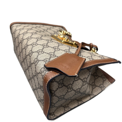 Gucci Small Padlock Tote GG Supreme Monogram Brown Beige
