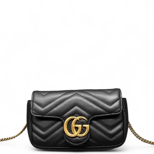 Gucci Chevron Super Mini GG Marmont Calfskin Black Gucci Chevron Super Mini GG Marmont Calfskin Black