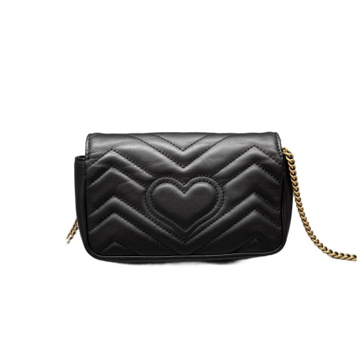 Gucci Chevron Super Mini GG Marmont Calfskin Black Gucci Chevron Super Mini GG Marmont Calfskin Black