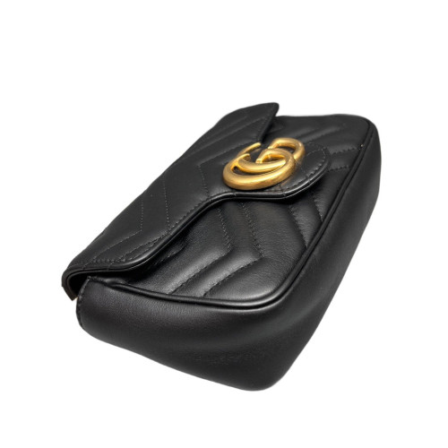 Gucci Chevron Super Mini GG Marmont Calfskin Black Gucci Chevron Super Mini GG Marmont Calfskin Black
