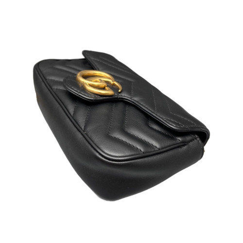 Gucci Chevron Super Mini GG Marmont Calfskin Black Gucci Chevron Super Mini GG Marmont Calfskin Black