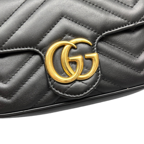 Gucci Chevron Super Mini GG Marmont Calfskin Black Gucci Chevron Super Mini GG Marmont Calfskin Black